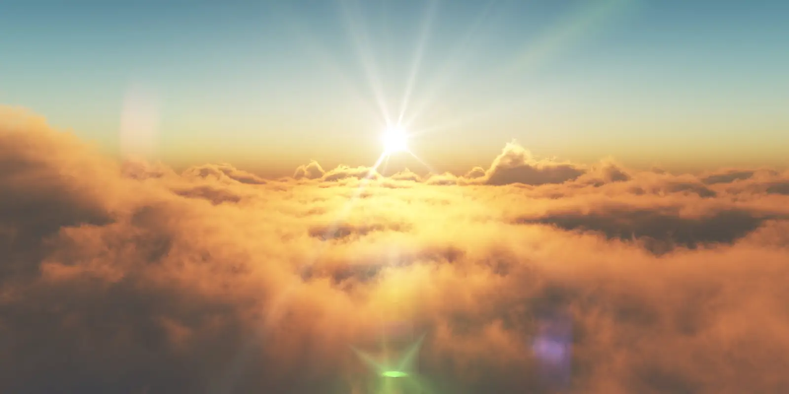 Sonne über Wolken mit einem Zitat von Gerlinde Reichardt